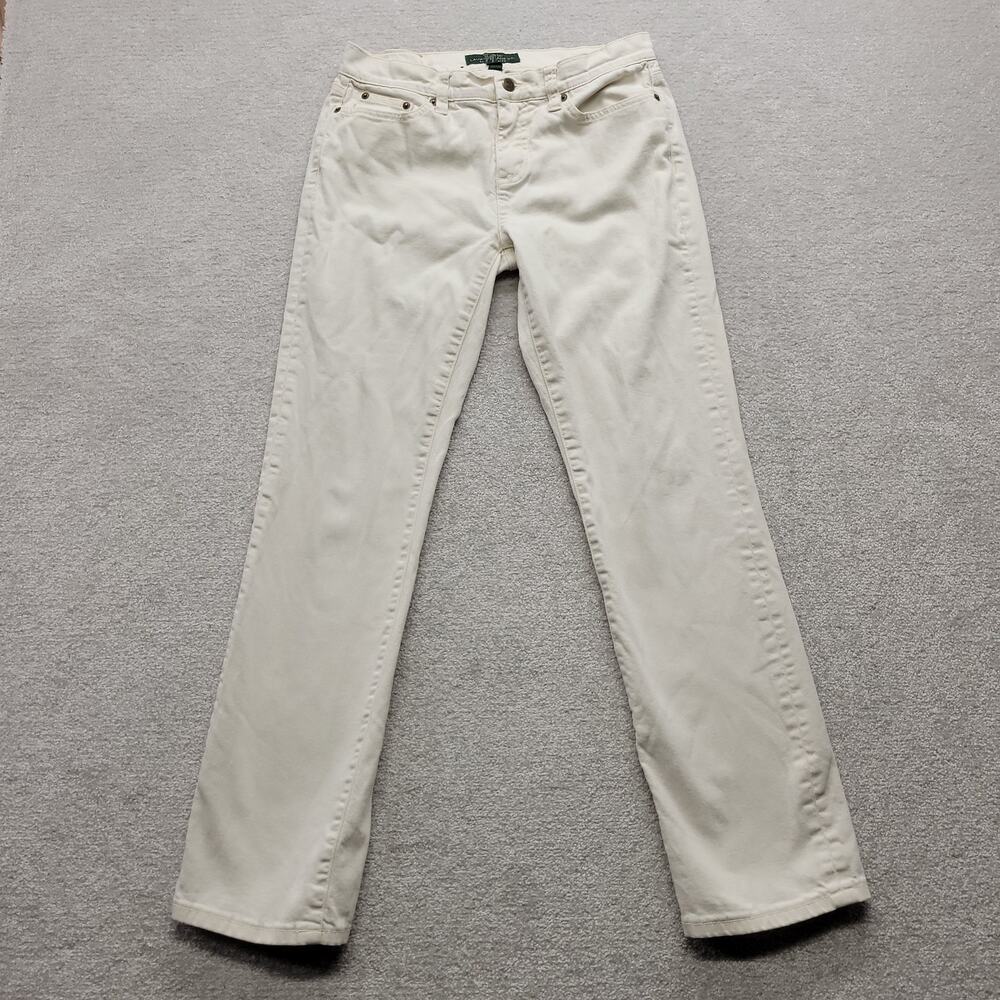 Vintage Lauren Ralph Lauren Jeans Womens 4 White Straight Leg Denim Pants LRL